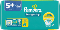 Baby Dry Luiers Maat 5+ Junior+ (12-17 kg), 24 stuks