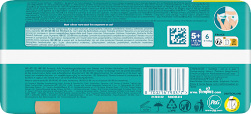 Baby Dry Luiers Maat 5+ Junior Plus (12-17 kg), Grote Verpakking, 50 stuks