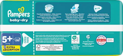 Baby Dry Luiers Maat 5+ Junior Plus (12-17 kg), Grote Verpakking, 50 stuks