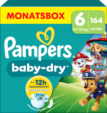 Baby Dry Luiers Maat 6 (13-18 kg) Limited Edition Paw Patrol, Maandelijkse Doos, 164 stuks