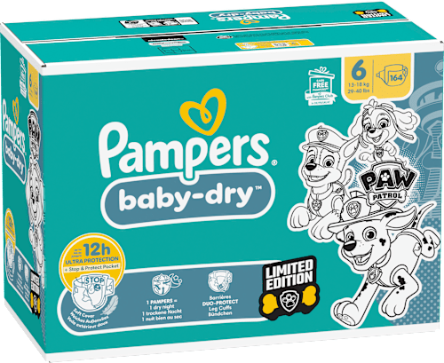 Baby Dry Luiers Maat 6 (13-18 kg) Limited Edition Paw Patrol, Maandelijkse Doos, 164 stuks