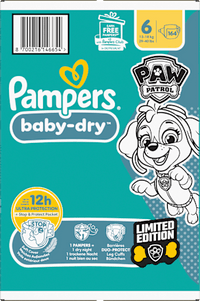 Baby Dry Luiers Maat 6 (13-18 kg) Limited Edition Paw Patrol, Maandelijkse Doos, 164 stuks