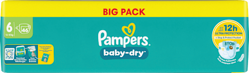 Luiers Baby Dry Maat 6 Extra Groot (13-18 kg), Grote Verpakking, 46 stuks