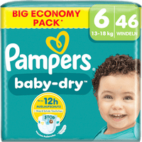 Luiers Baby Dry Maat 6 Extra Groot (13-18 kg), Grote Verpakking, 46 stuks