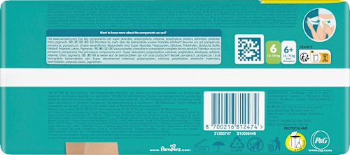 Luiers Baby Dry Maat 6 Extra Groot (13-18 kg), Grote Verpakking, 46 stuks