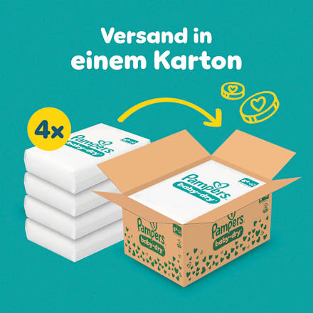 Baby Dry Luiers Maat 6+ Extra Groot (14-19 kg), Maandelijkse Doos, 144 stuks