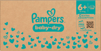 Baby Dry Luiers Maat 6+ Extra Groot (14-19 kg), Maandelijkse Doos, 144 stuks