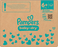 Baby Dry Luiers Maat 6+ Extra Groot (14-19 kg), Maandelijkse Doos, 144 stuks