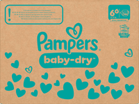 Baby Dry Luiers Maat 6+ Extra Groot (14-19 kg), Maandelijkse Doos, 144 stuks