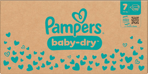 Baby Dry Luiers Maat 7 Extra Groot (15+ kg), Maandelijkse Doos, 132 stuks