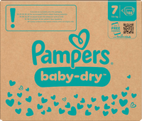 Baby Dry Luiers Maat 7 Extra Groot (15+ kg), Maandelijkse Doos, 132 stuks