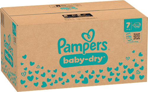 Baby Dry Luiers Maat 7 Extra Groot (15+ kg), Maandelijkse Doos, 132 stuks