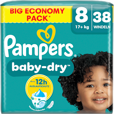 Luiers Baby Dry Maat 8 Extra Groot (17+ kg), Grote Verpakking, 38 stuks