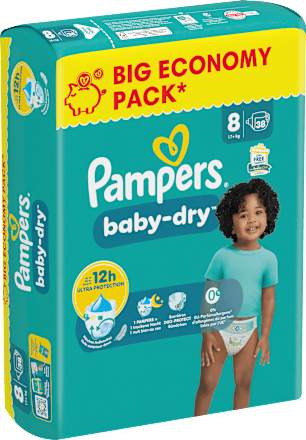 Luiers Baby Dry Maat 8 Extra Groot (17+ kg), Grote Verpakking, 38 stuks