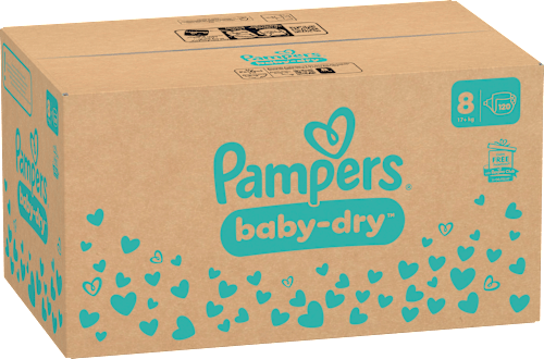 Baby Dry Luiers Maat 8 Extra Groot (17+ kg), Maandelijkse Doos, 120 stuks