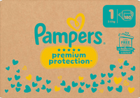 Premium Protection Luiers Maat 1 Pasgeboren (2-5 kg), Halfmaand Doos, 180 stuks