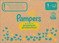 Premium Protection Luiers Maat 1 Pasgeboren (2-5 kg), Halfmaand Doos, 180 stuks