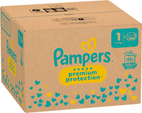 Premium Protection Luiers Maat 1 Pasgeboren (2-5 kg), Halfmaand Doos, 180 stuks