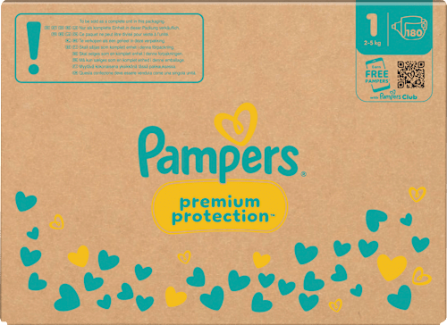 Windeln Premium Protection Gr. 1 Newborn (2-5 kg) Monatsbox, 180 St