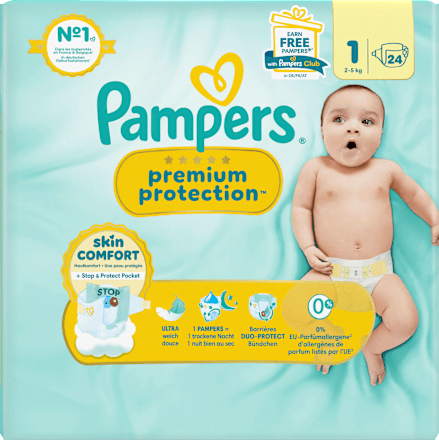 Premium Protection Luiers Maat 1 Pasgeboren (2-5 kg), 24 stuks