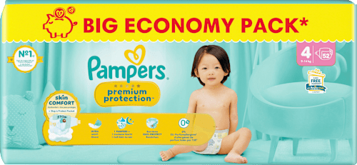 Premium Protection Luiers Maat 4 Maxi (9-14 kg), Grote Verpakking, 52 stuks