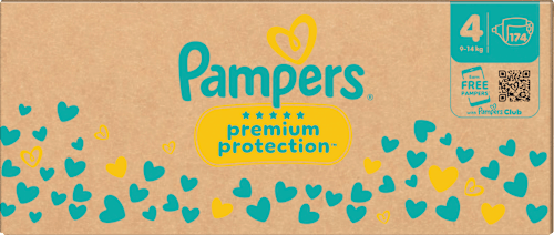 Premium Protection Luiers Maat 4 Maxi (9-14 kg), Maandelijkse Doos, 174 stuks