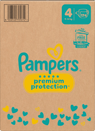 Premium Protection Luiers Maat 4 Maxi (9-14 kg), Maandelijkse Doos, 174 stuks