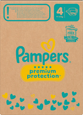 Premium Protection Luiers Maat 4 Maxi (9-14 kg), Maandelijkse Doos, 174 stuks