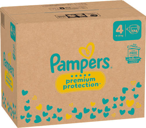 Premium Protection Luiers Maat 4 Maxi (9-14 kg), Maandelijkse Doos, 174 stuks