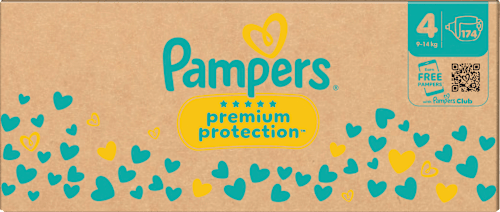 Premium Protection Luiers Maat 4 Maxi (9-14 kg), Maandelijkse Doos, 174 stuks