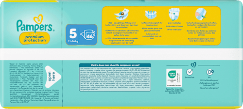Premium Protection Luiers Maat 5 Junior (11-16 kg), Grote Verpakking, 46 stuks