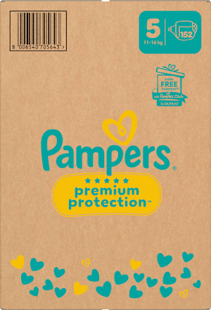 Premium Protection Luiers Maat 5 Junior (11-16 kg) Maandelijkse Doos, 152 stuks