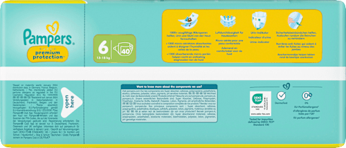 Premium Protection Luiers Maat 6 Extra Groot (13-18 kg), Grote Verpakking, 40 stuks