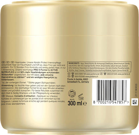 Haarmasker Keratine Beschermend, Glad &amp; Zijdezacht, 300 ml