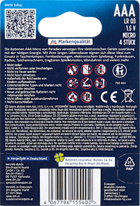 Micro AAA-batterijen, 4 stuks