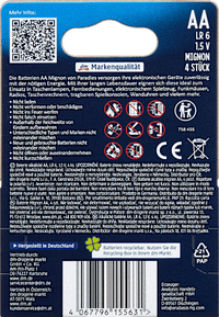Batterijen Mignon AA, 4 stuks