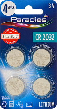 Lithium knoopcel CR2032, 4 stuks