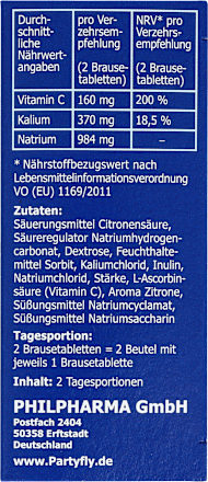 Elektrolyt-Vitamin C-Komplex Brausetabletten 4 St, 26 g Partyfly
