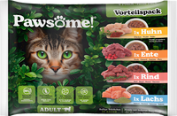 Nat kattenvoer met kip, eend, rundvlees en zalm in saus, multipack (4 x 85 g), 340 g