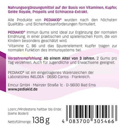 Immun Gums Himbeergeschmack 60 St, 138 g