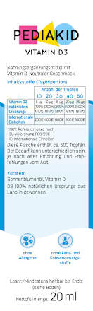 Vitamine D3 200 IE druppels, 20 ml