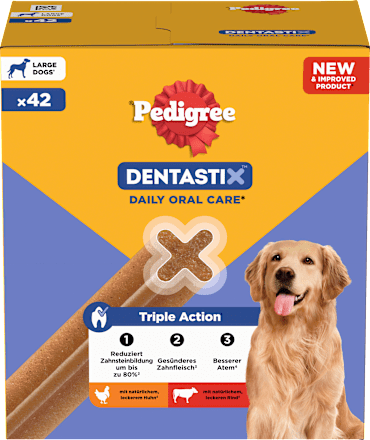 Kausnack Hund Zahnpflege DentaStix für große Hunde, Multipack (6x7 Stück), 1,62 kg