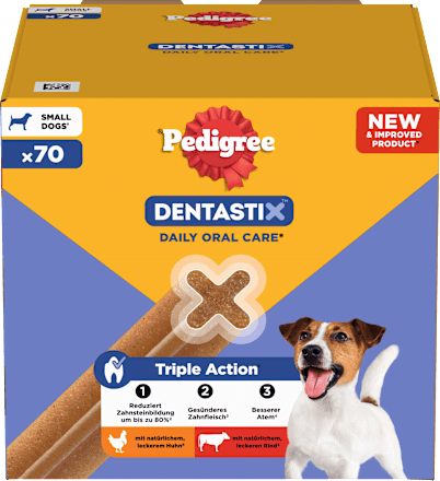 Kausnack Hund Zahnpflege DentaStix für kleine Hunde, Multipack (10x7 Stück), 1,1 kg