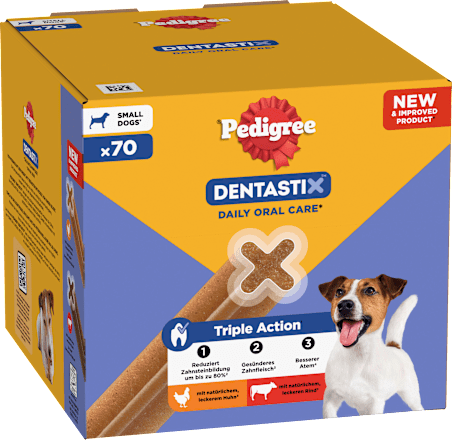 Kausnack Hund Zahnpflege DentaStix für kleine Hunde, Multipack (10x7 Stück), 1,1 kg