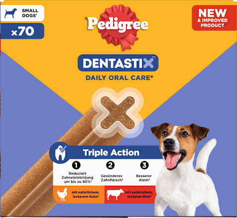 Kausnack Hund Zahnpflege DentaStix für kleine Hunde, Multipack (10x7 Stück), 1,1 kg