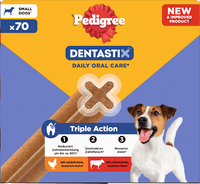 Kausnack Hund Zahnpflege DentaStix für kleine Hunde, Multipack (10x7 Stück), 1,1 kg