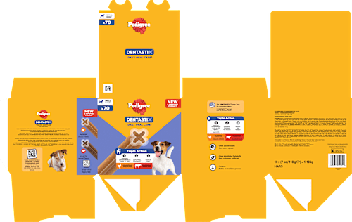 Kausnack Hund Zahnpflege DentaStix für kleine Hunde, Multipack (10x7 Stück), 1,1 kg