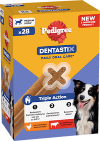 Kausnack Hund Zahnpflege DentaStix für mittelgroße Hunde, Multipack (28 Stück), 720 g