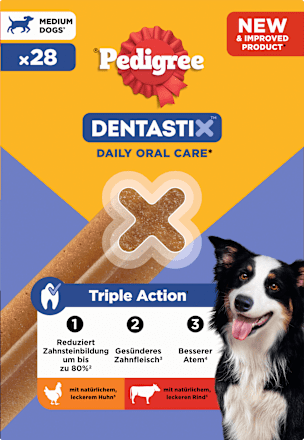 Kausnack Hund Zahnpflege DentaStix für mittelgroße Hunde, Multipack (28 Stück), 720 g