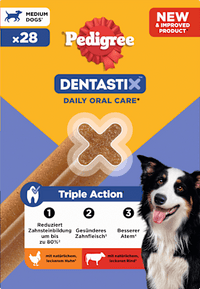 Kausnack Hund Zahnpflege DentaStix für mittelgroße Hunde, Multipack (28 Stück), 720 g